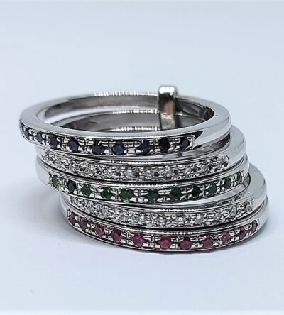 Anello fascia pietre colorate 3